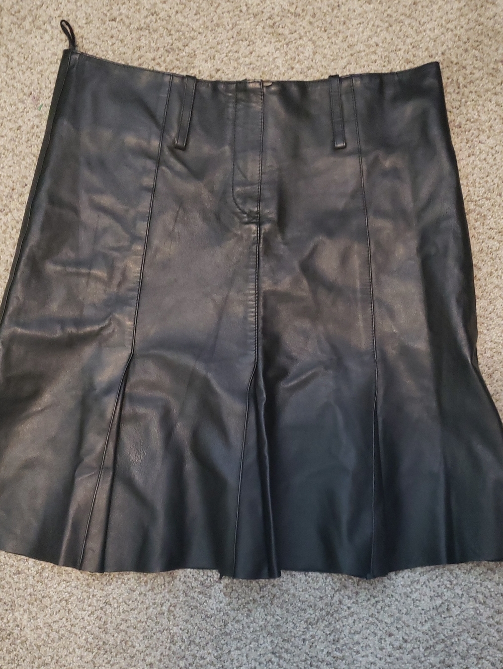 Black  Leather A-Line Skirt